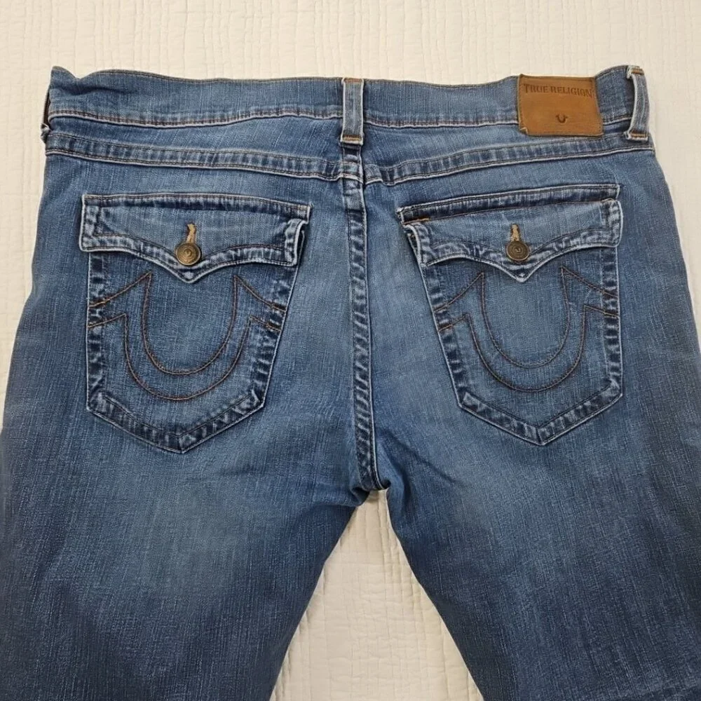 True Religion Jeans‎ Men's 42x31 Blue Straight Denim Faded Whiskers Streetwear